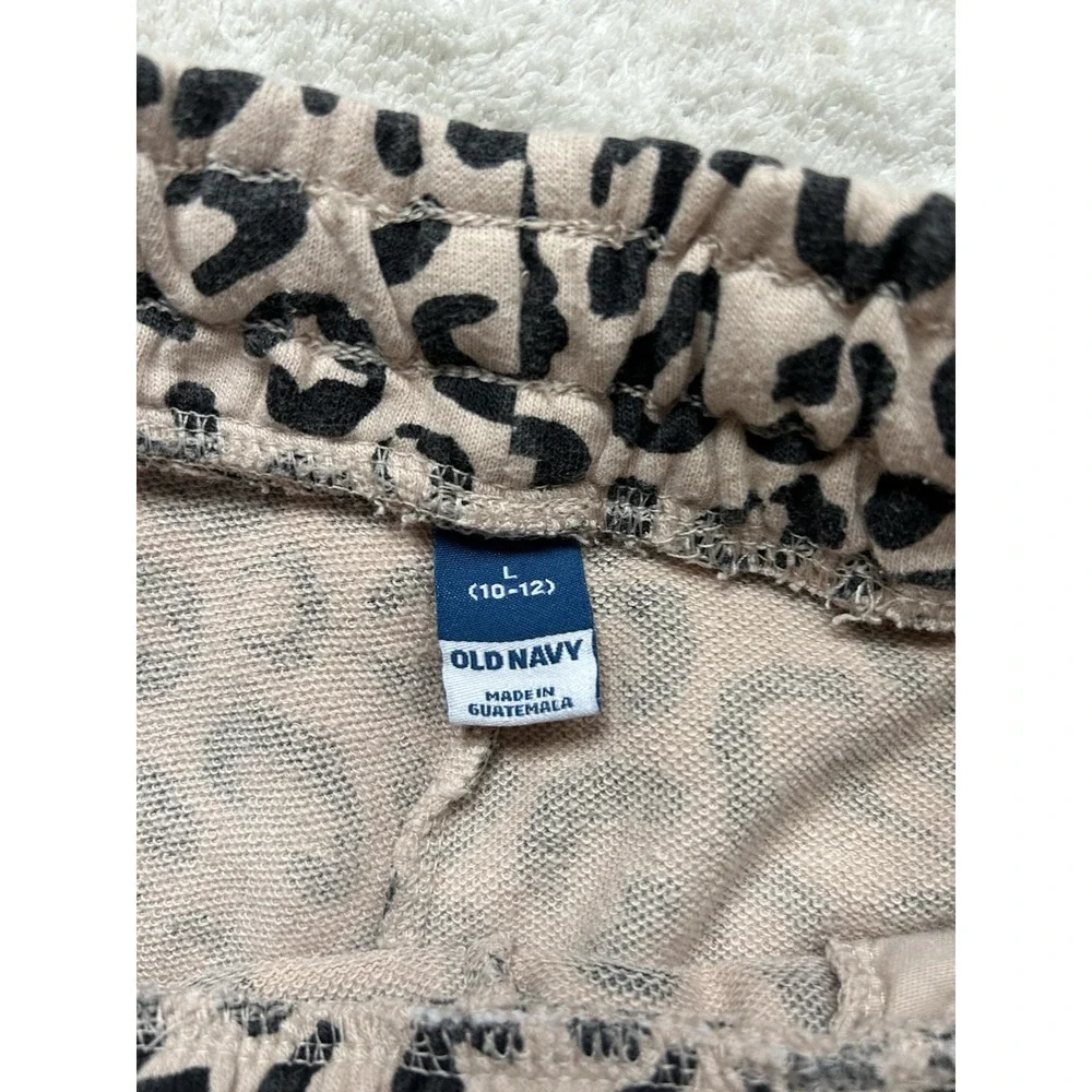 Old Navy Girls Leopard Print Joggers Beige Black Size L 10‑12